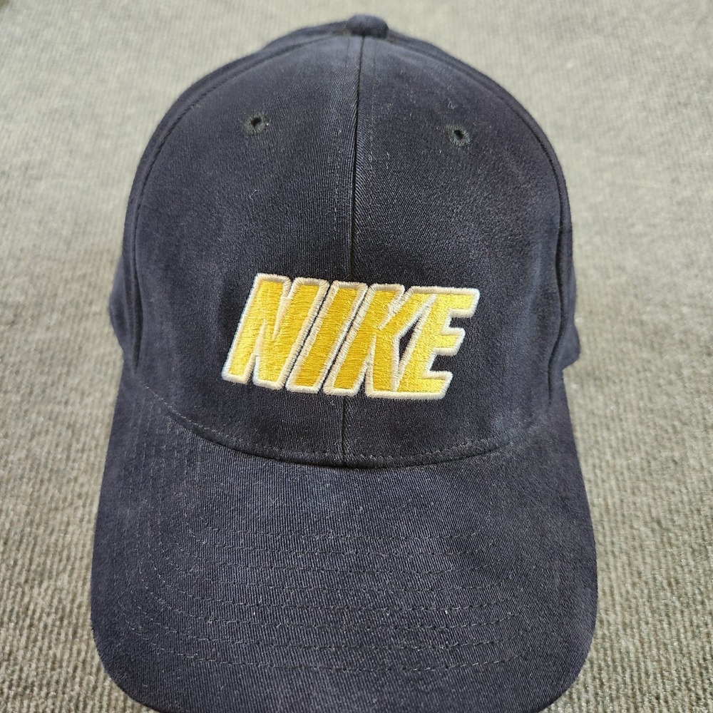 Vintage Nike Hat One Size Stretch Wink Eye Moleskin Cotton Heavy Blue Y2K Fitted